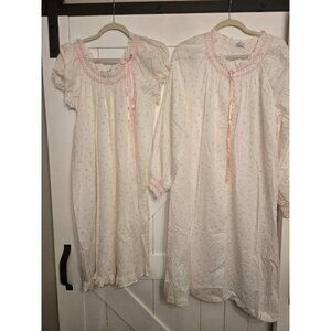 Vintage Miss Elaine White Pink Cottagecore Grandmacore Prairie Nightgown & Robe